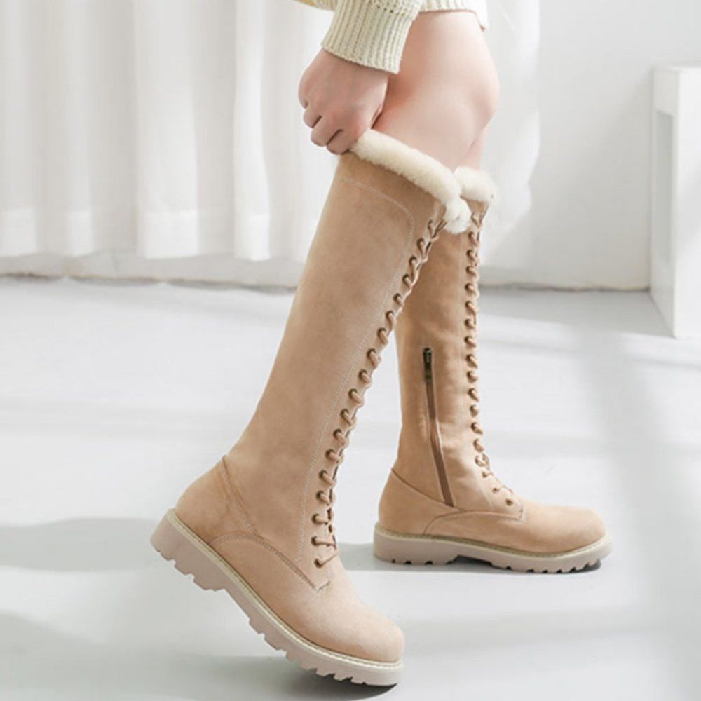 Knee High Sherpa Fleece Plush Boots